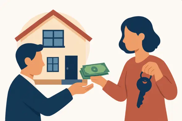 Zastava nemovitosti Domek a predani penez