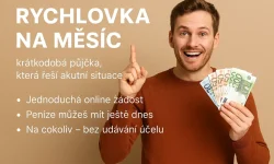 muž drží euro bankovky a propaguje rychlou půjčku na měsíc